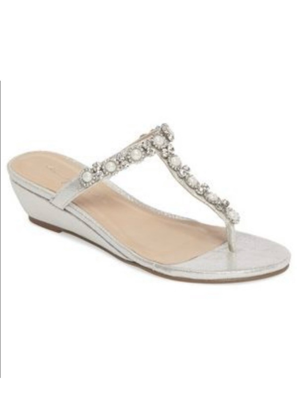 Paradise London Marnie Pearl T-Strap Wedge Sandals